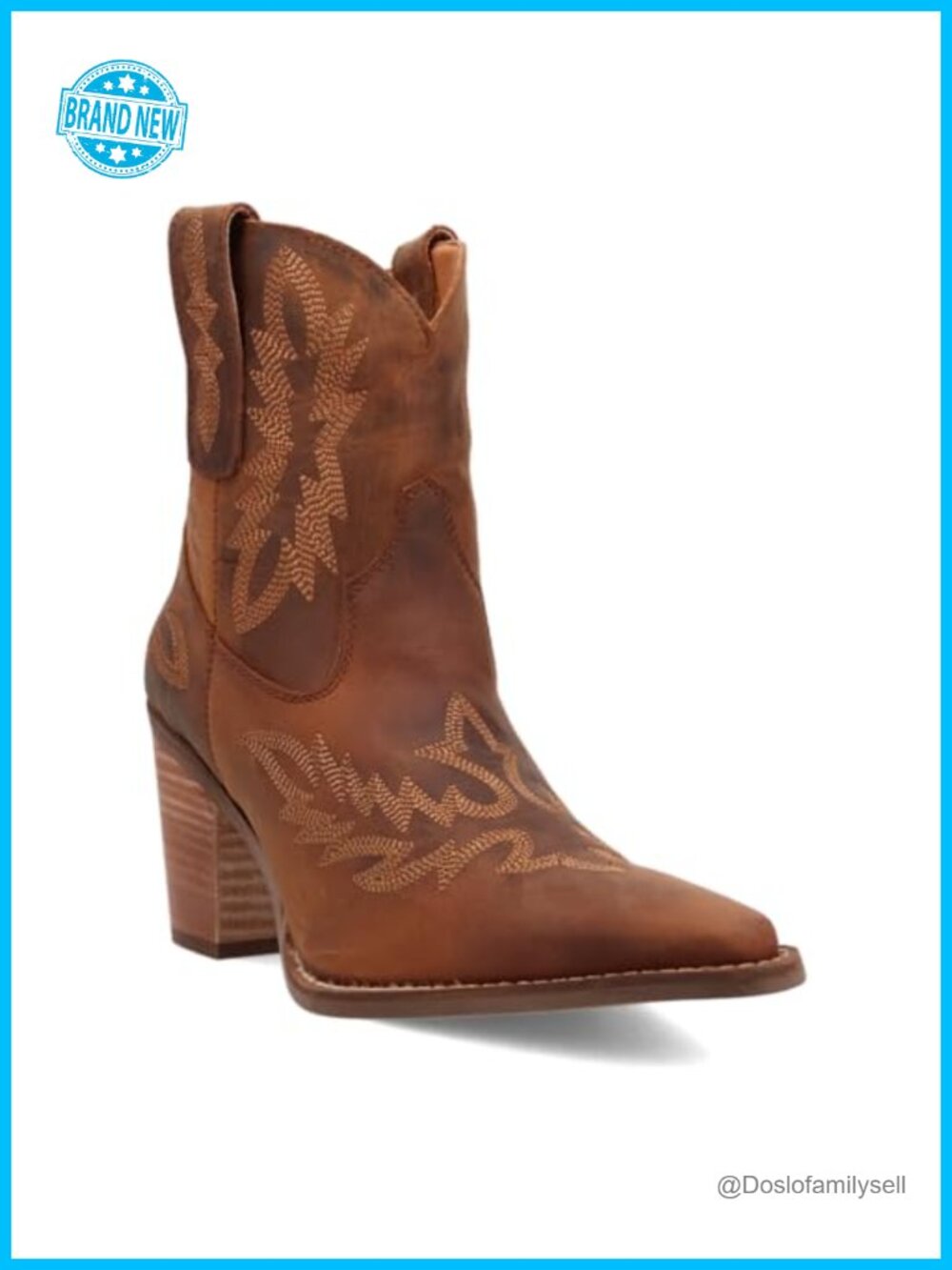 Dingo Rocky Embroidered Snip Toe Pull On Ankle Boots Mid Heel 2-3"